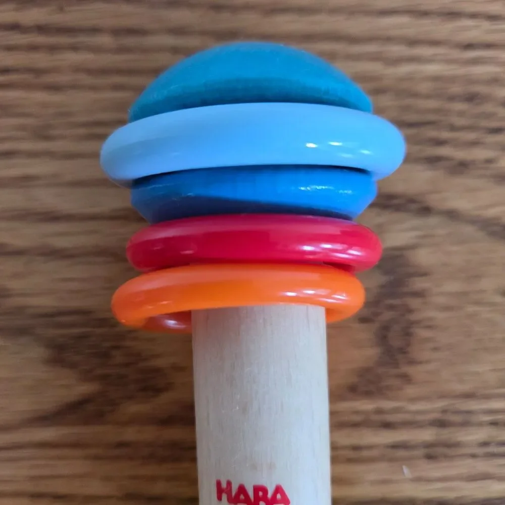 HABA Germany Wooden Rainmaker Grasping Toy & Multi-Color Shaker Egg Rattle Set